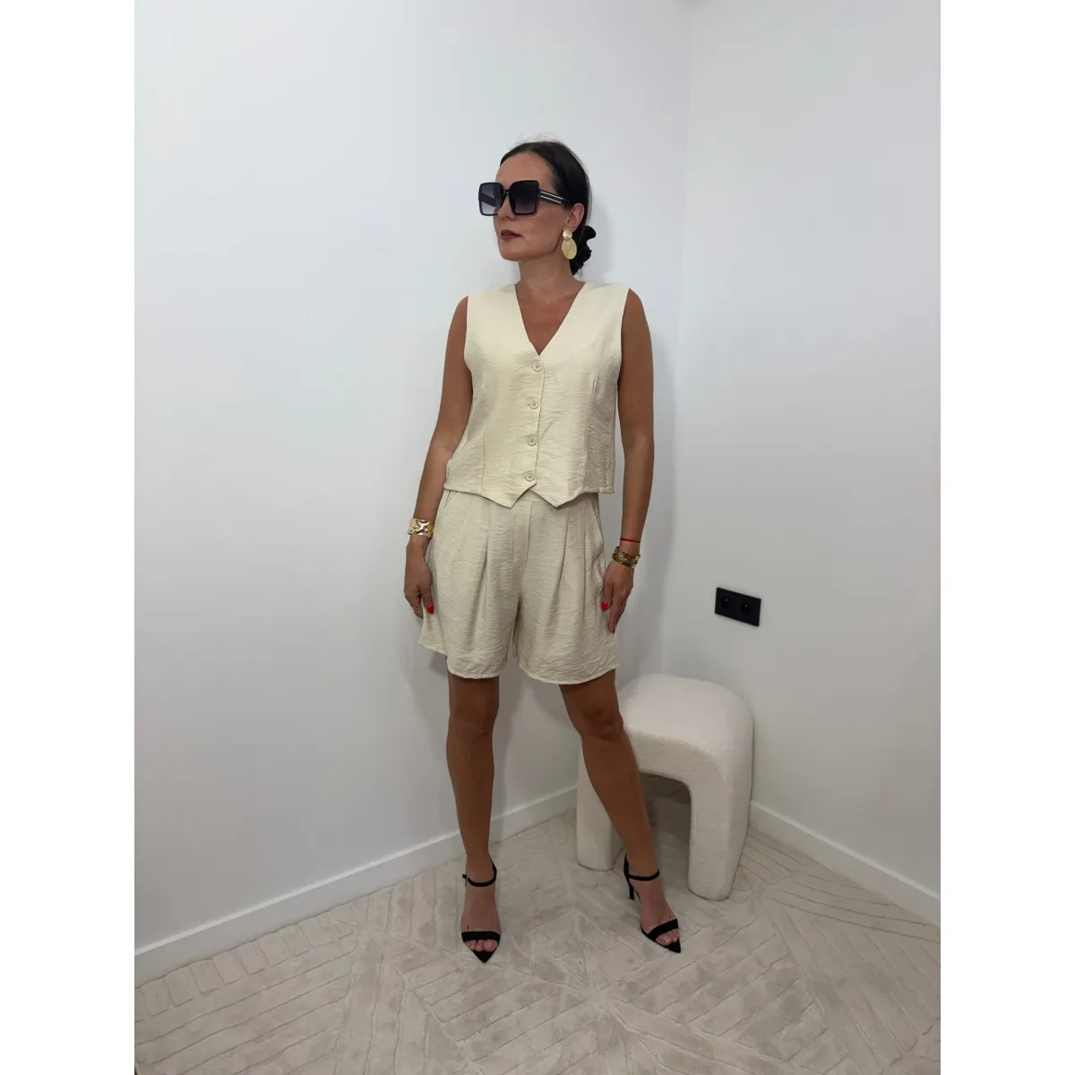 Wiskozowy Set MIRELLA w odcieniu piaszczystym