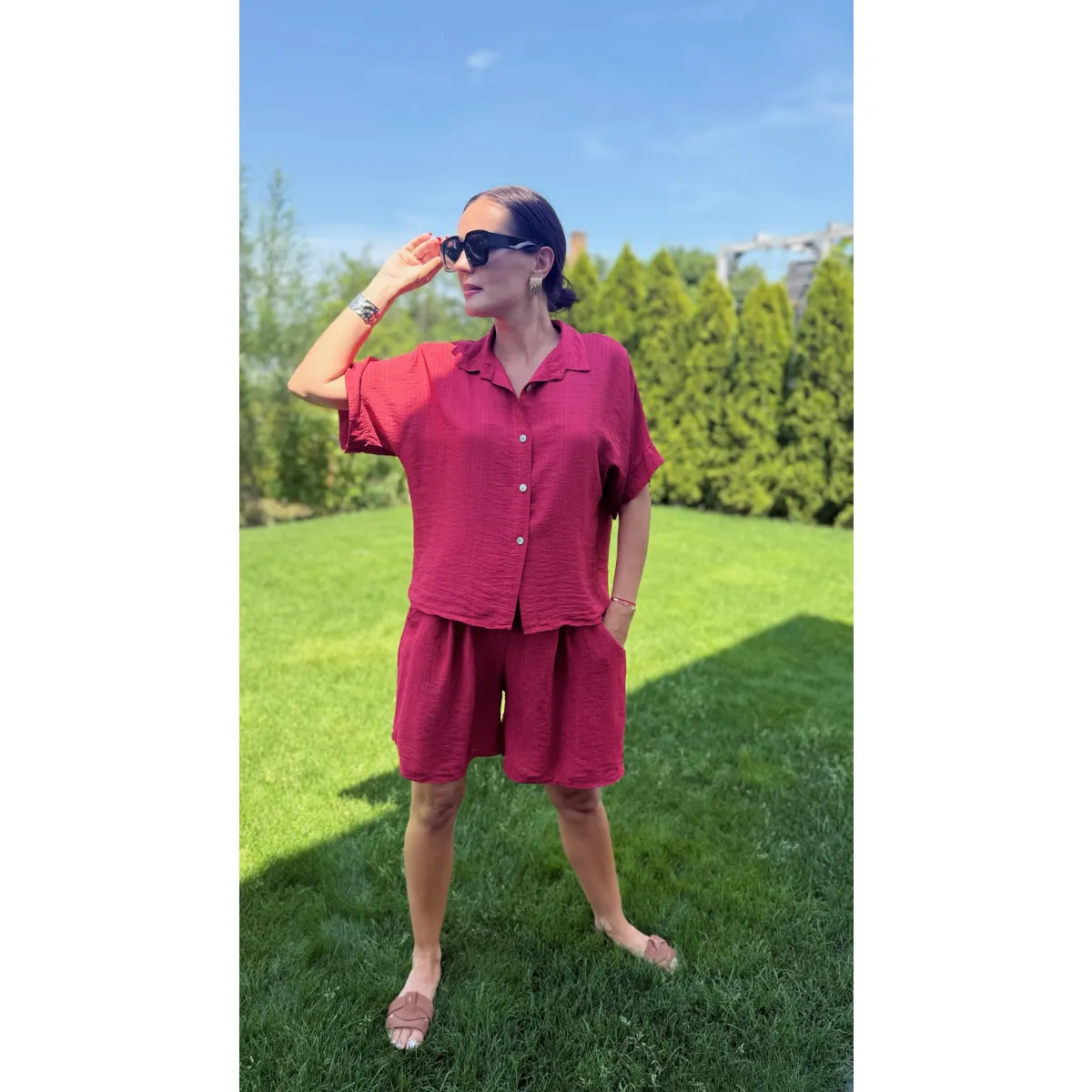 Wiskozowy set VIRGIN w odcieniu czerwieni