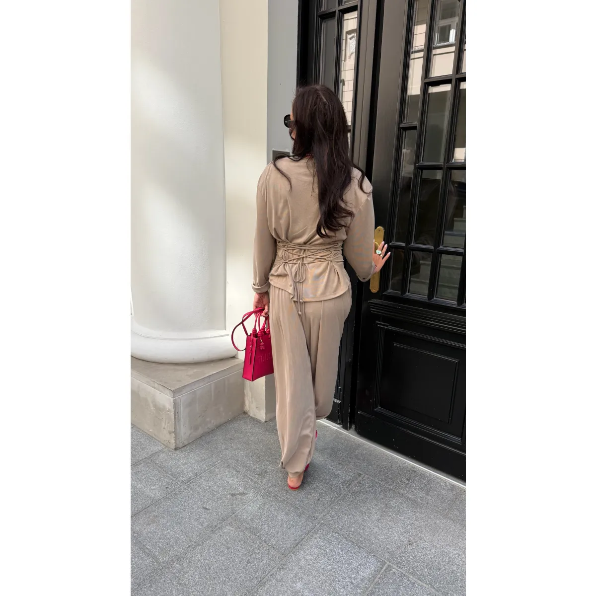 Wiskozowy set EVELINE w odcieniu fango rozmiar M/L
