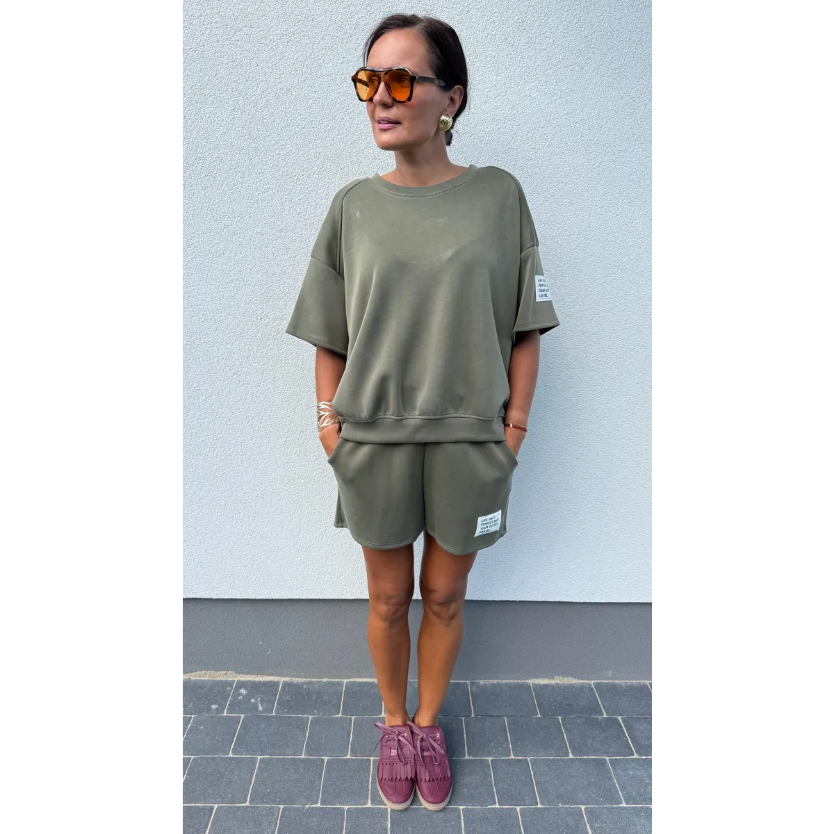 Masełkowy komplet DIANA w kolorze khaki