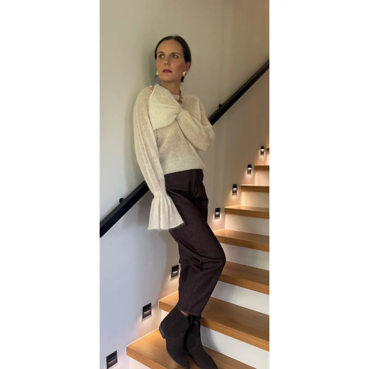 Moherowy sweter VALERIA Cw odcieniu śmietanowym