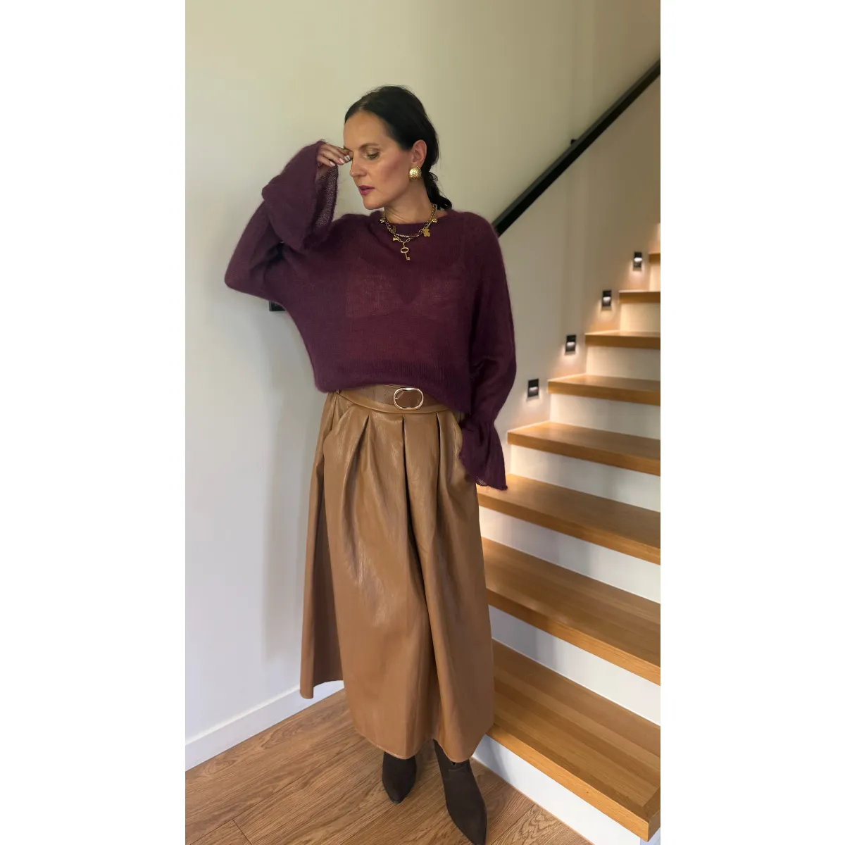 Moherowy sweter VALERIA w odcieniu bakłażana