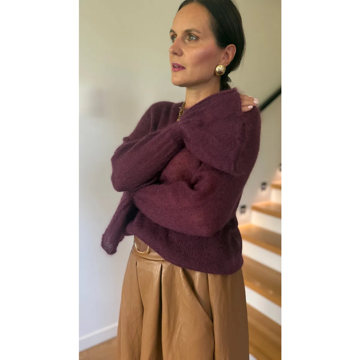 Moherowy sweter VALERIA w odcieniu bakłażana