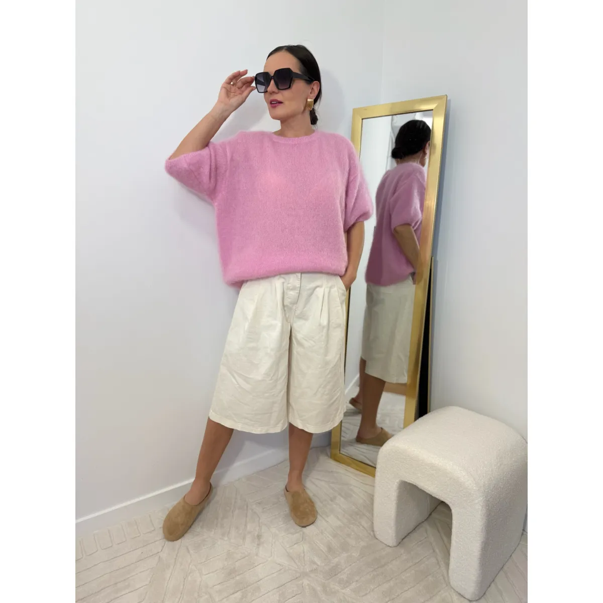 Moherowy sweter LUCIA w odcieniu cukierkowego różu