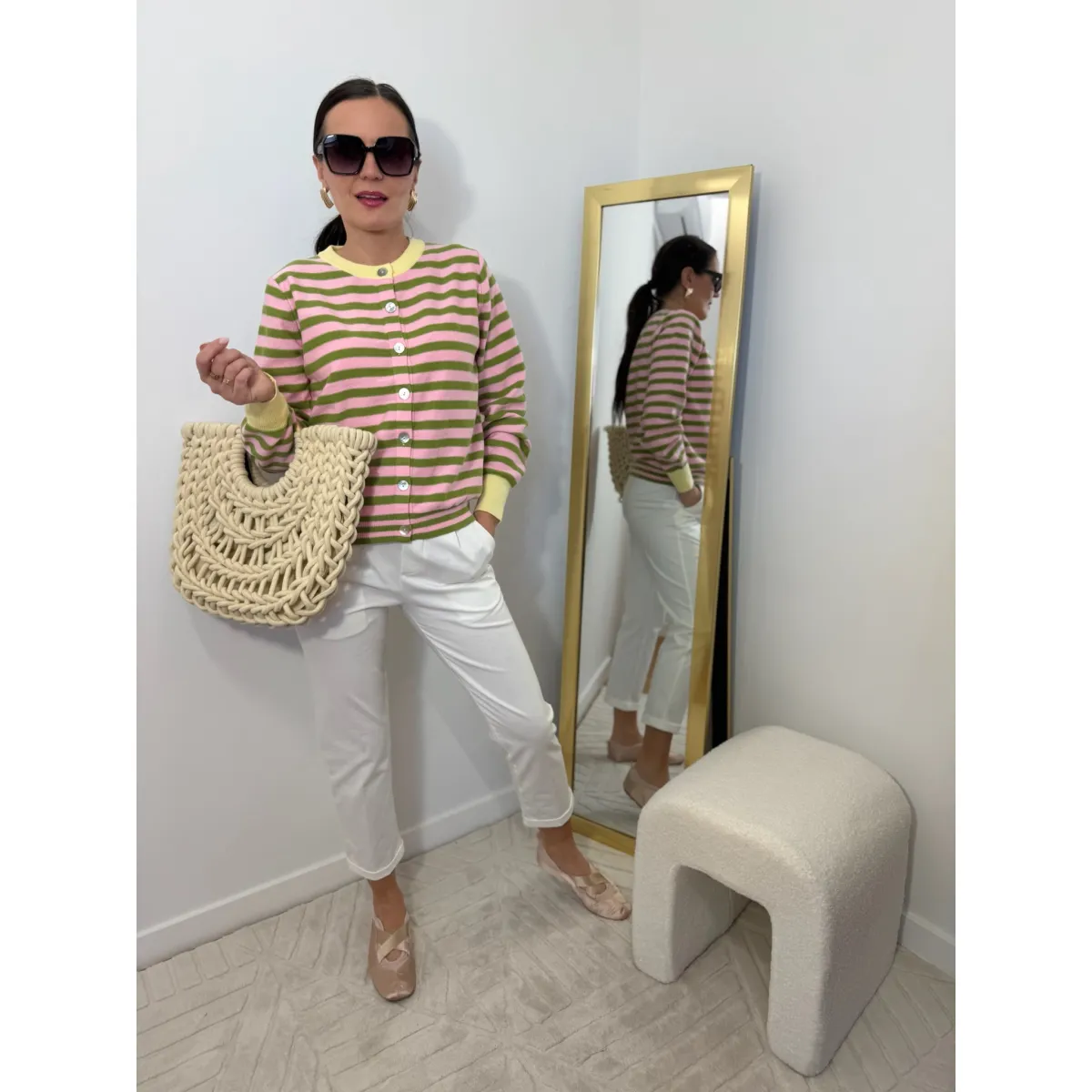 Sweter z domieszką wełny MILO w paski