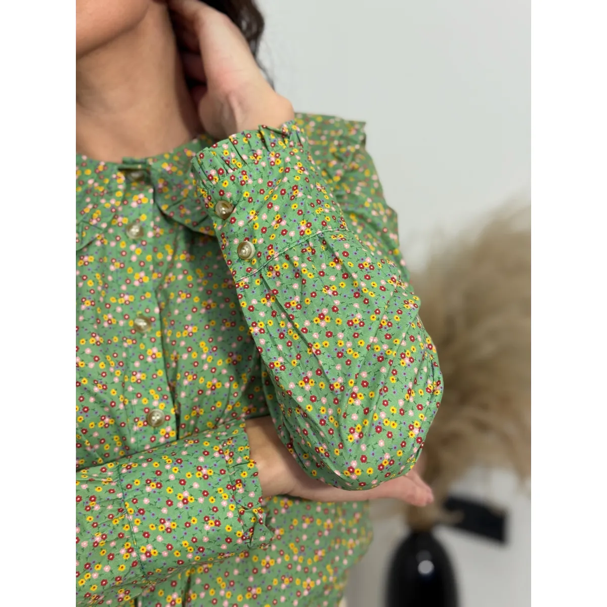 Bawełniana koszula BABYDOLL w odcieniu zieleni rozmiar M/L