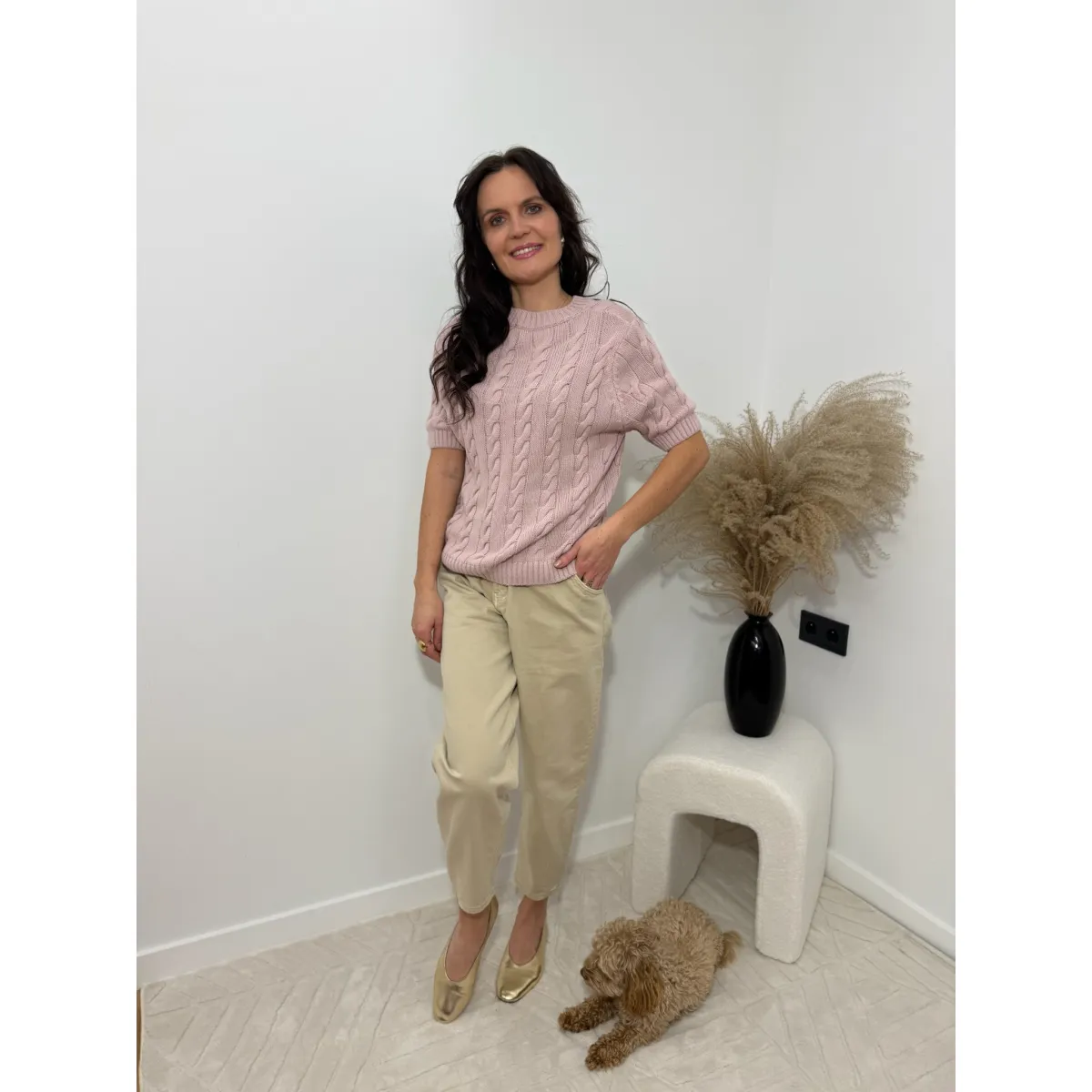 Bawełniany sweter MELANIA w odcieniu liliowym