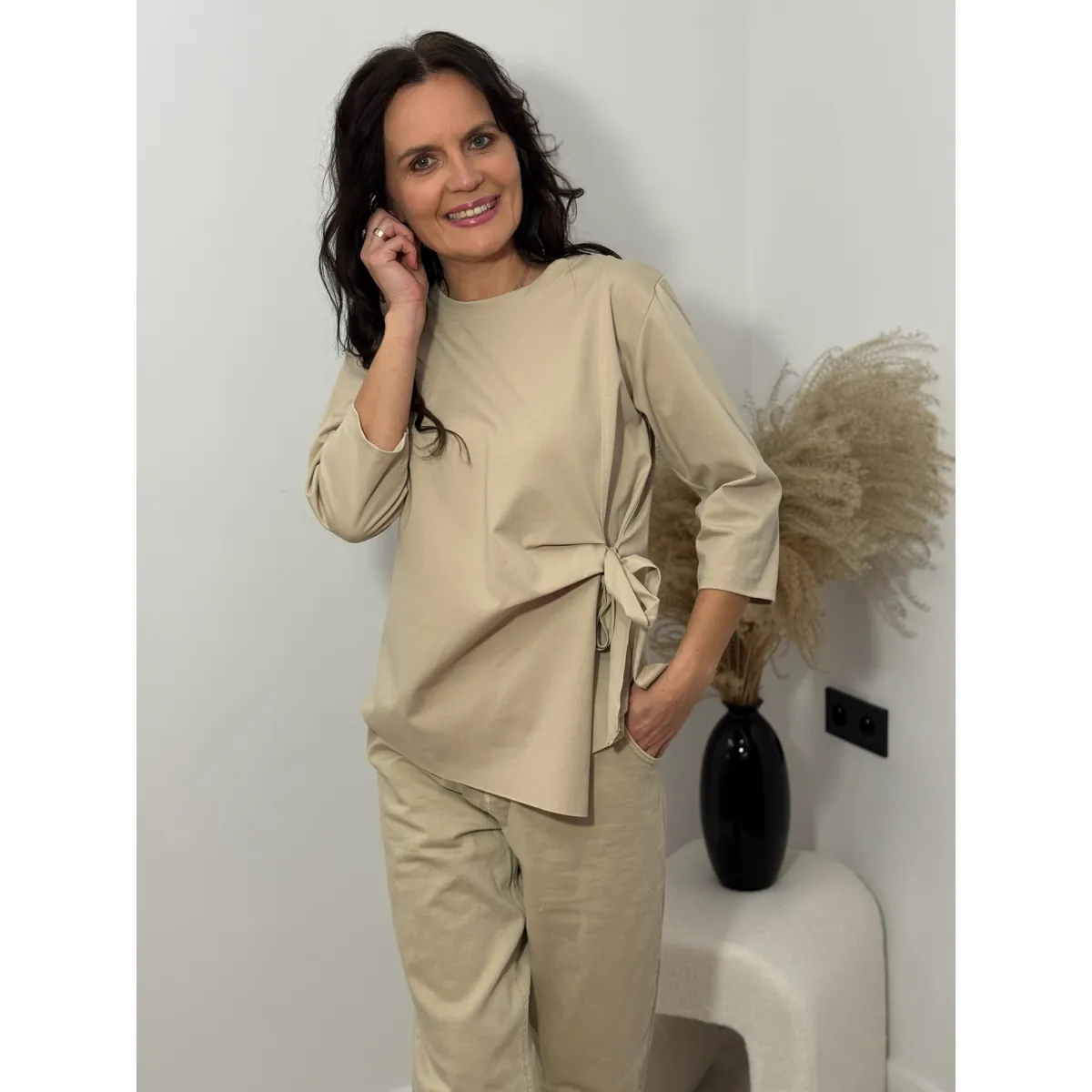 Bawełniana bluzka LESSI w odcieniu beżu