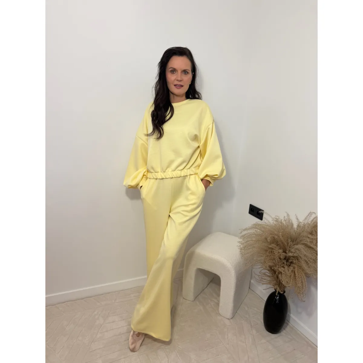 Wiskozowy komplet PALOMA w kolorze cytrynowym