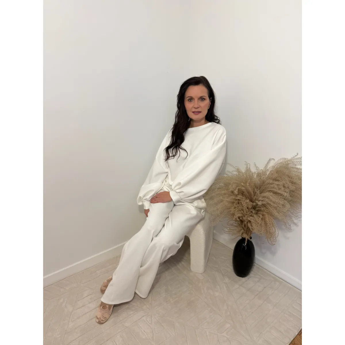 Wiskozowy komplet PALOMA w odcieniu śmietankowym