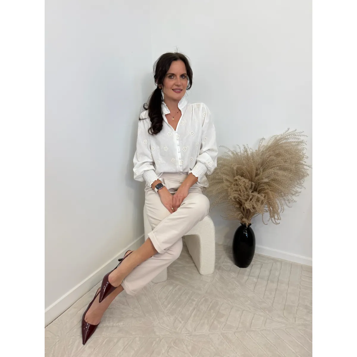 Bawełniane spodnie LIVIA w odcieniu beżu