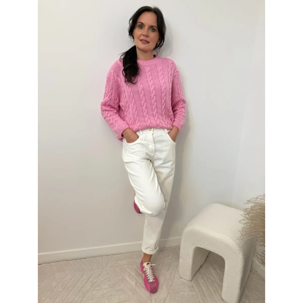 Bawełniany sweter MELANIA w odcieniu piwonii