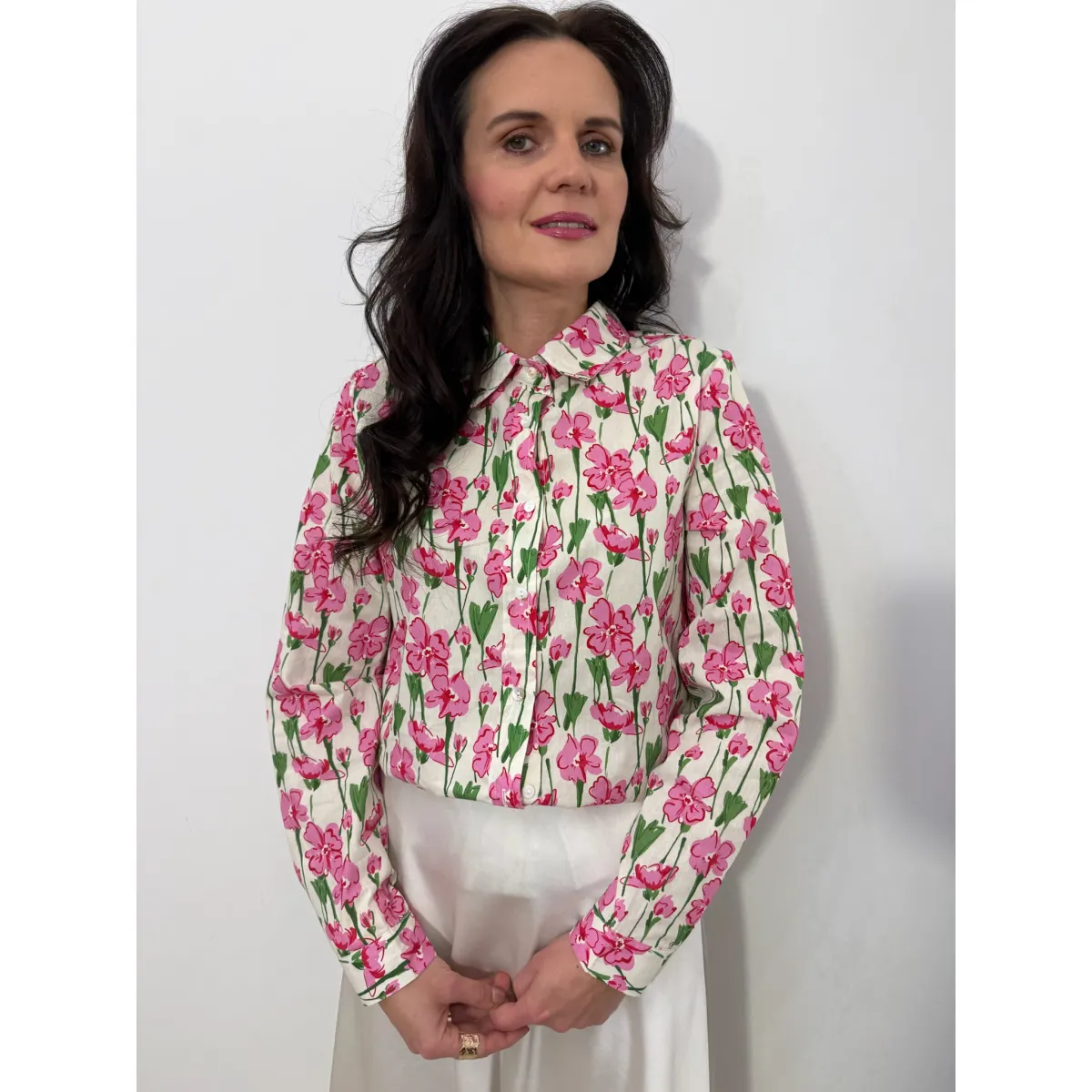 Bawełniana koszula LESSA w aplikacje rozmiar M/L