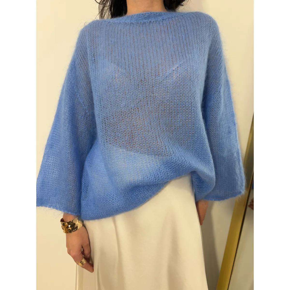 Moherowy sweter SOFIA w odcieniu chabrowym