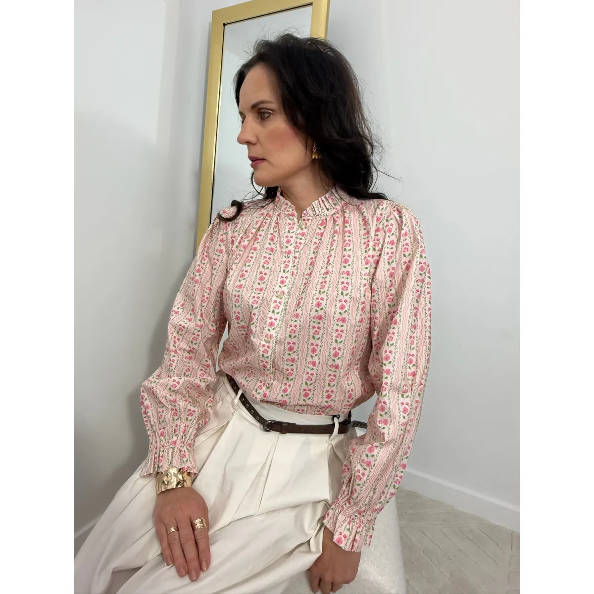 Bawełniana koszula SERAFINA w odcieniu pudrowego różu rozmiar S/M