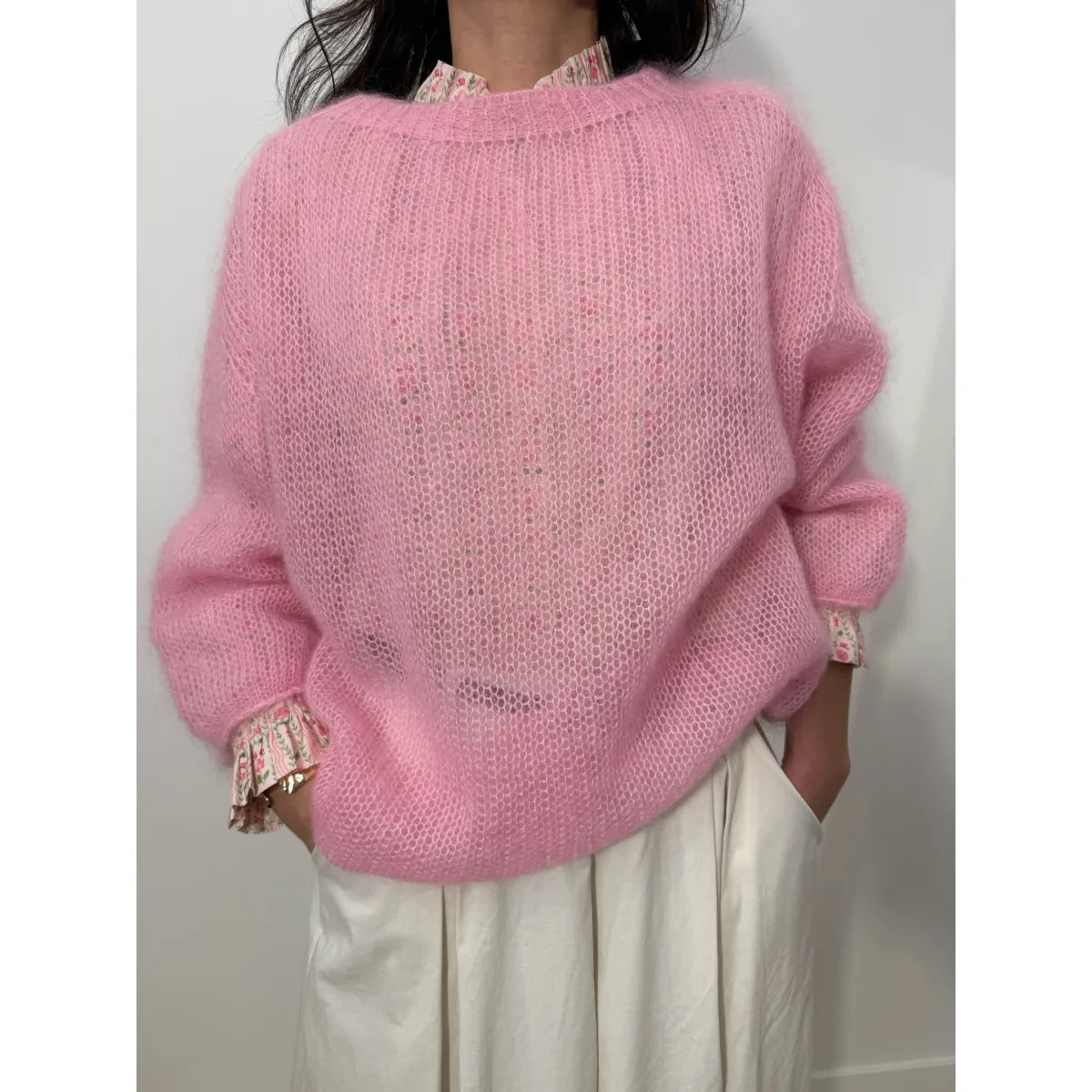 Moherowy sweter SOFIA w odcieniu pudrowego różu