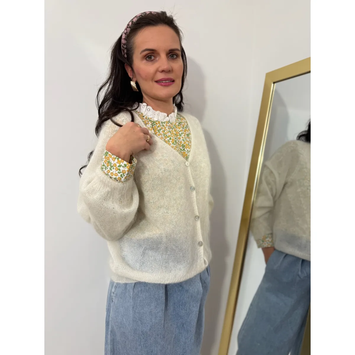 Moherowy sweter VELIA w odcieniu śmietankowym