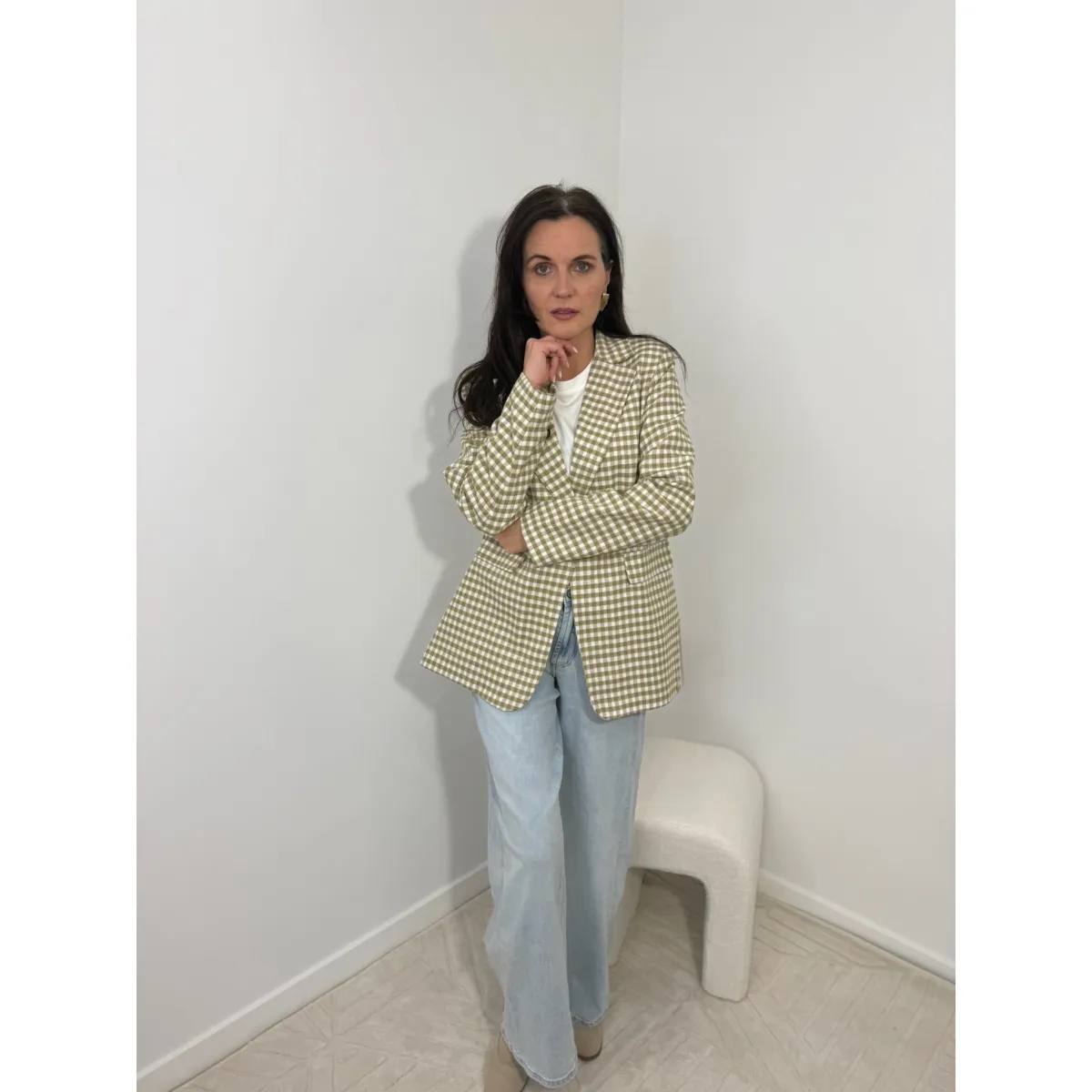 Bawełniana marynarka HALSZKA w odcieniu brązu