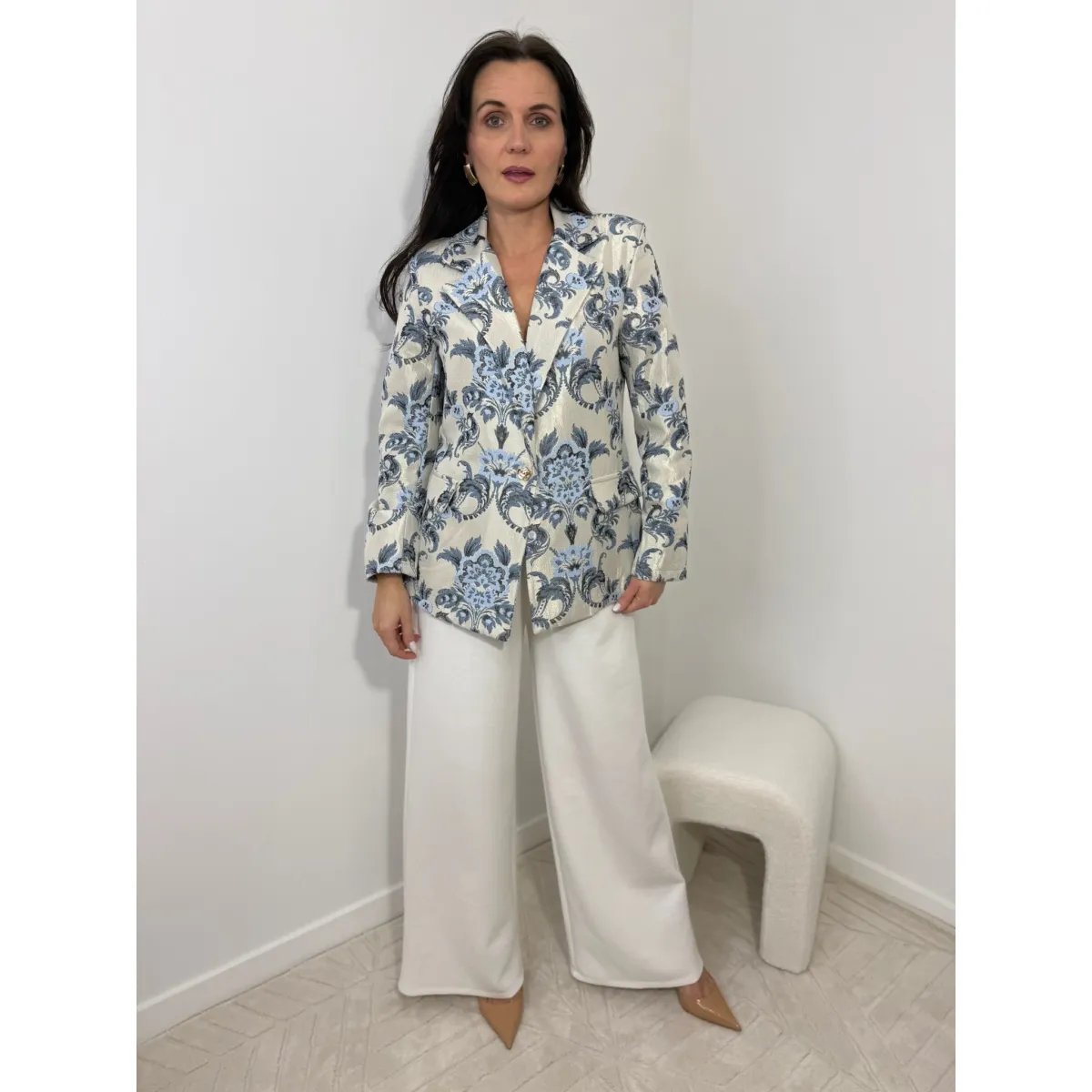 Bawełniana marynarka BERENIKE w odcieniu perły niebieskiej M