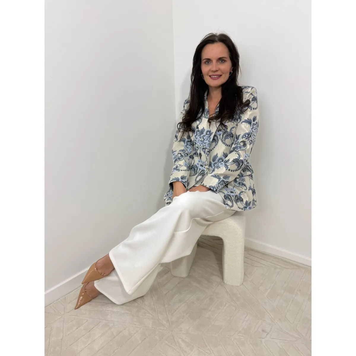 Bawełniana marynarka BERENIKE w odcieniu perły niebieskiej M