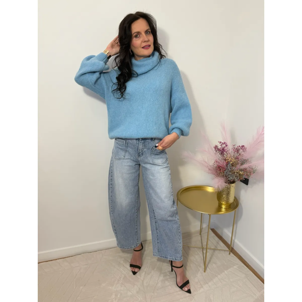 Golf z alpaką ANETTE w odcieniu błękitu