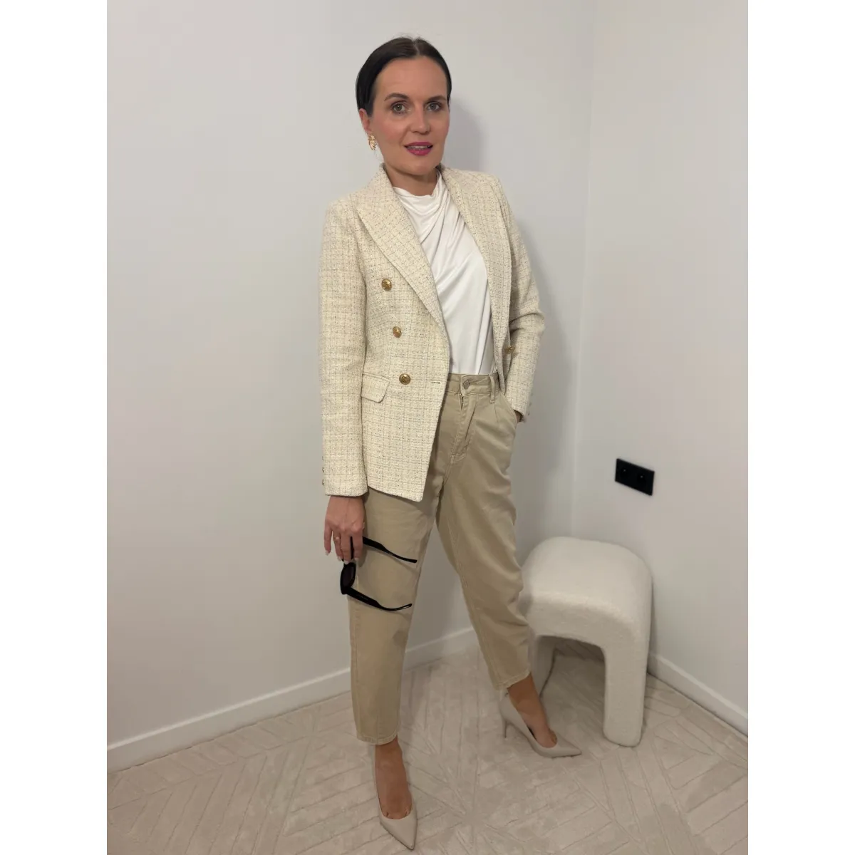 Bawełniana marynarka CHANEL w kolorze beżowym