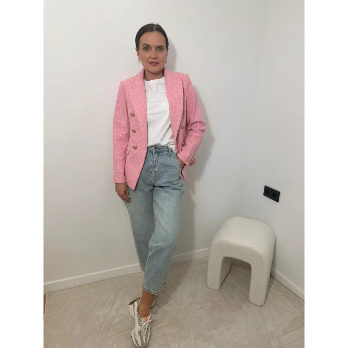 Bawełniana marynarka CHANEL w odcieniu cukierkowego różu