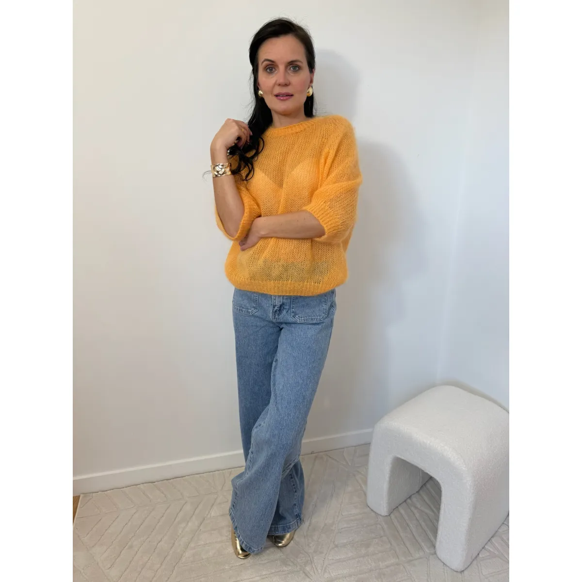 Moherowy sweter SANDRA w odcieniu sycylijskiej pomarańczy