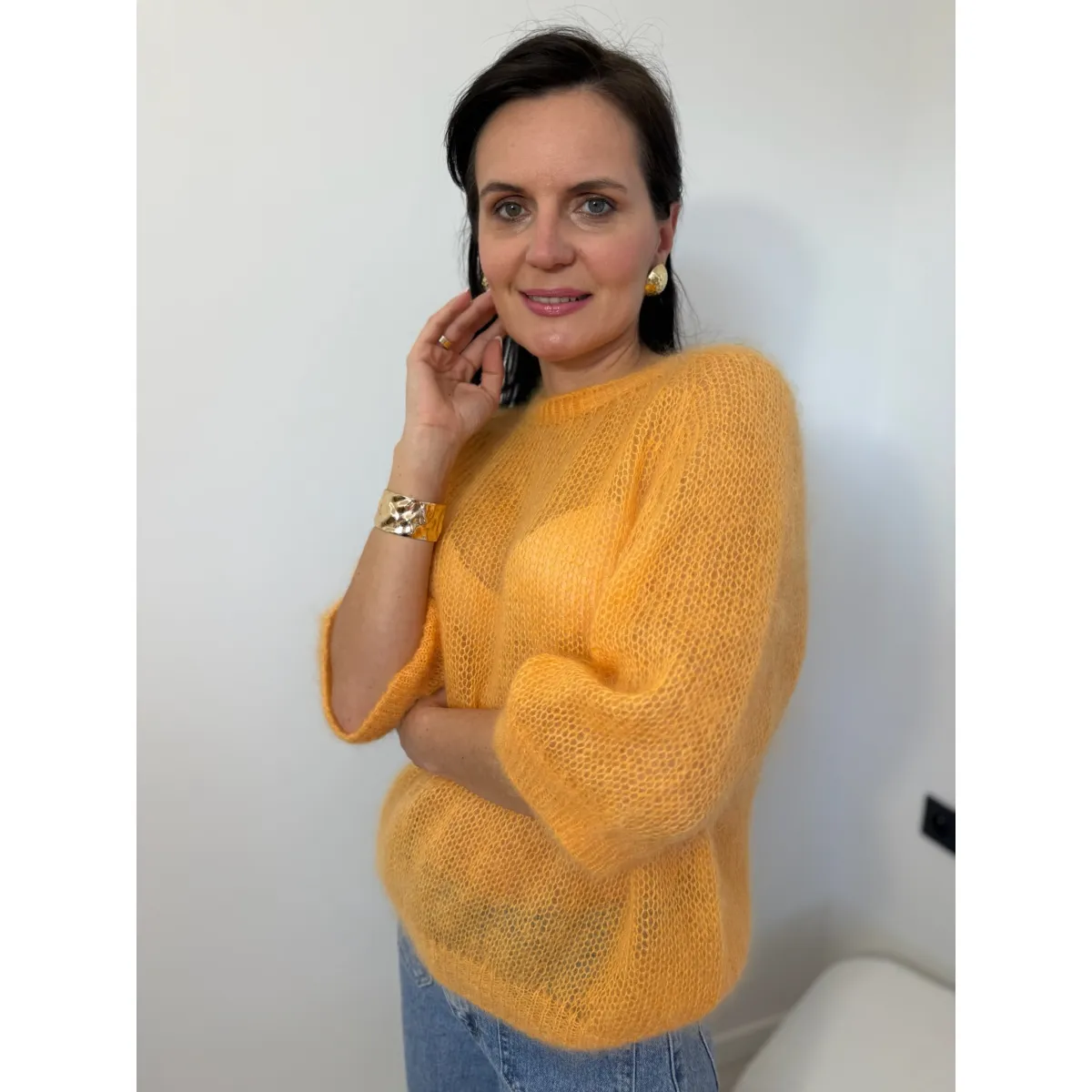 Moherowy sweter SANDRA w odcieniu sycylijskiej pomarańczy