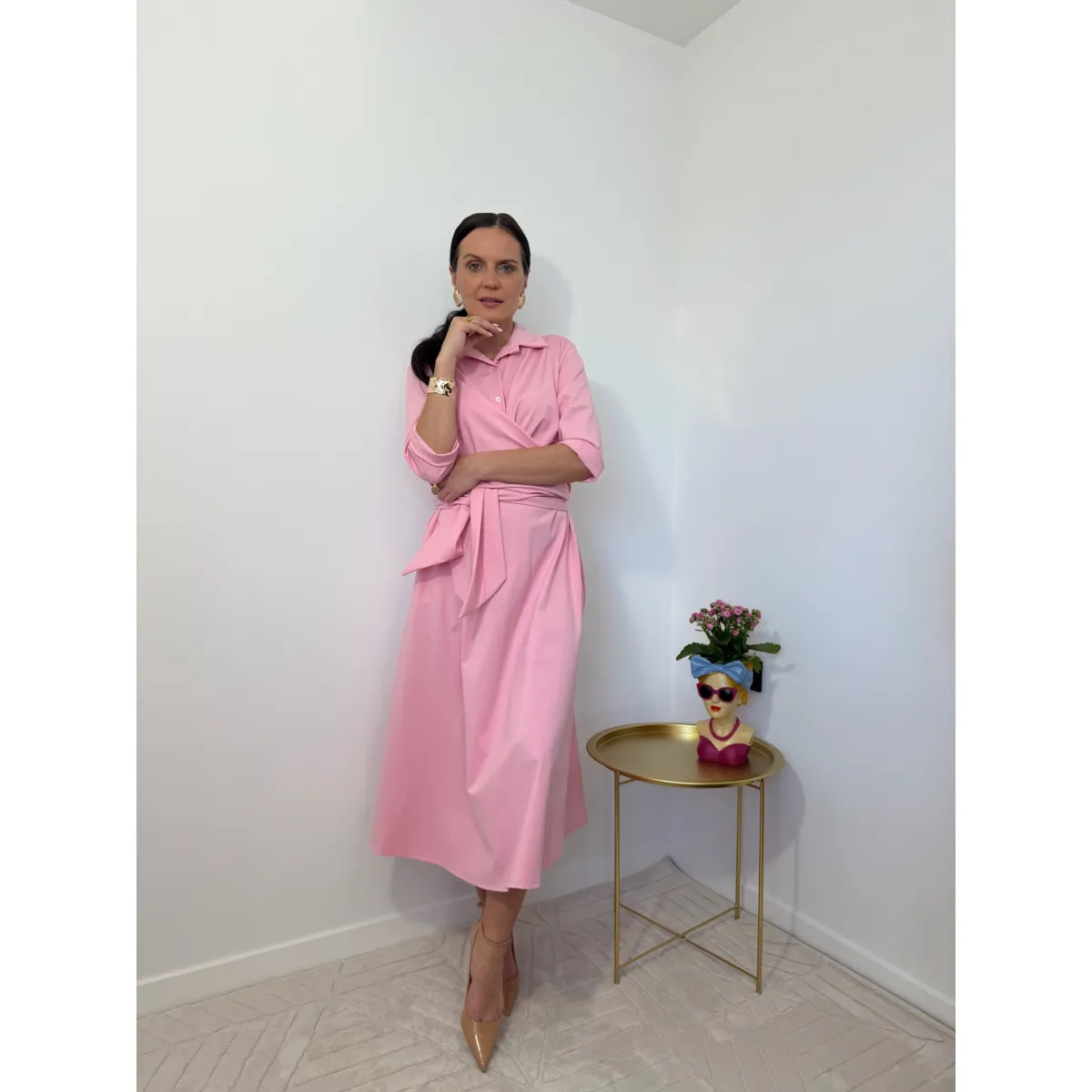 Bawełniana sukienka STELLA w kolorze cukierkowego różu