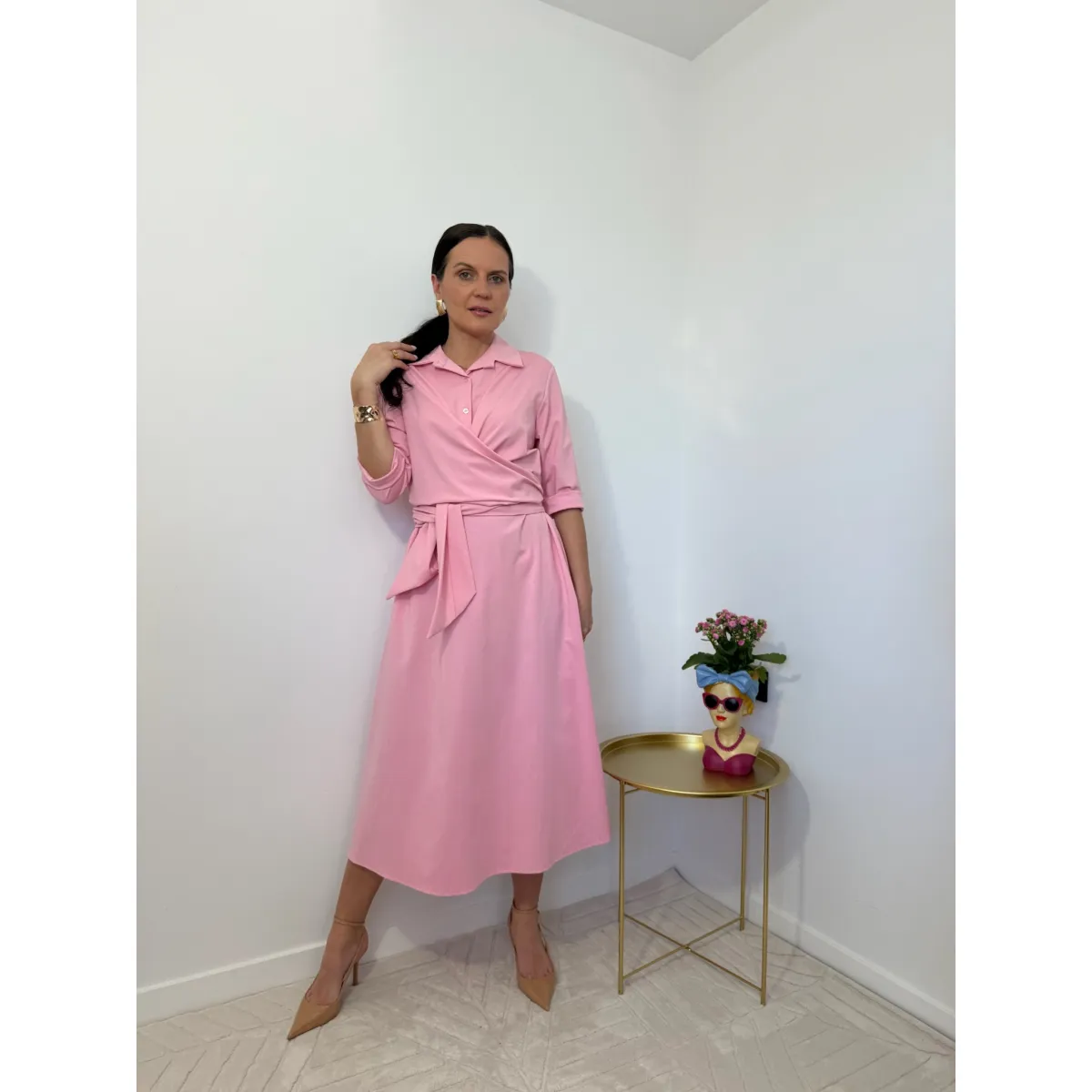 Bawełniana sukienka STELLA w kolorze cukierkowego różu