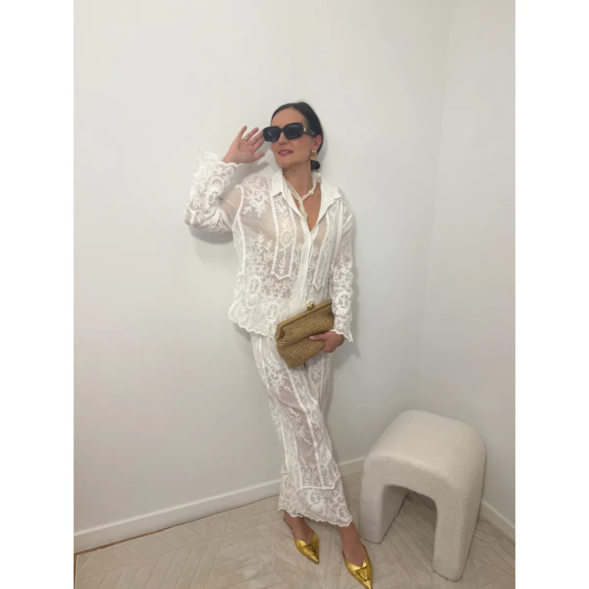 Bawełniany set GRANDE w kolorze śnieżnej bieli