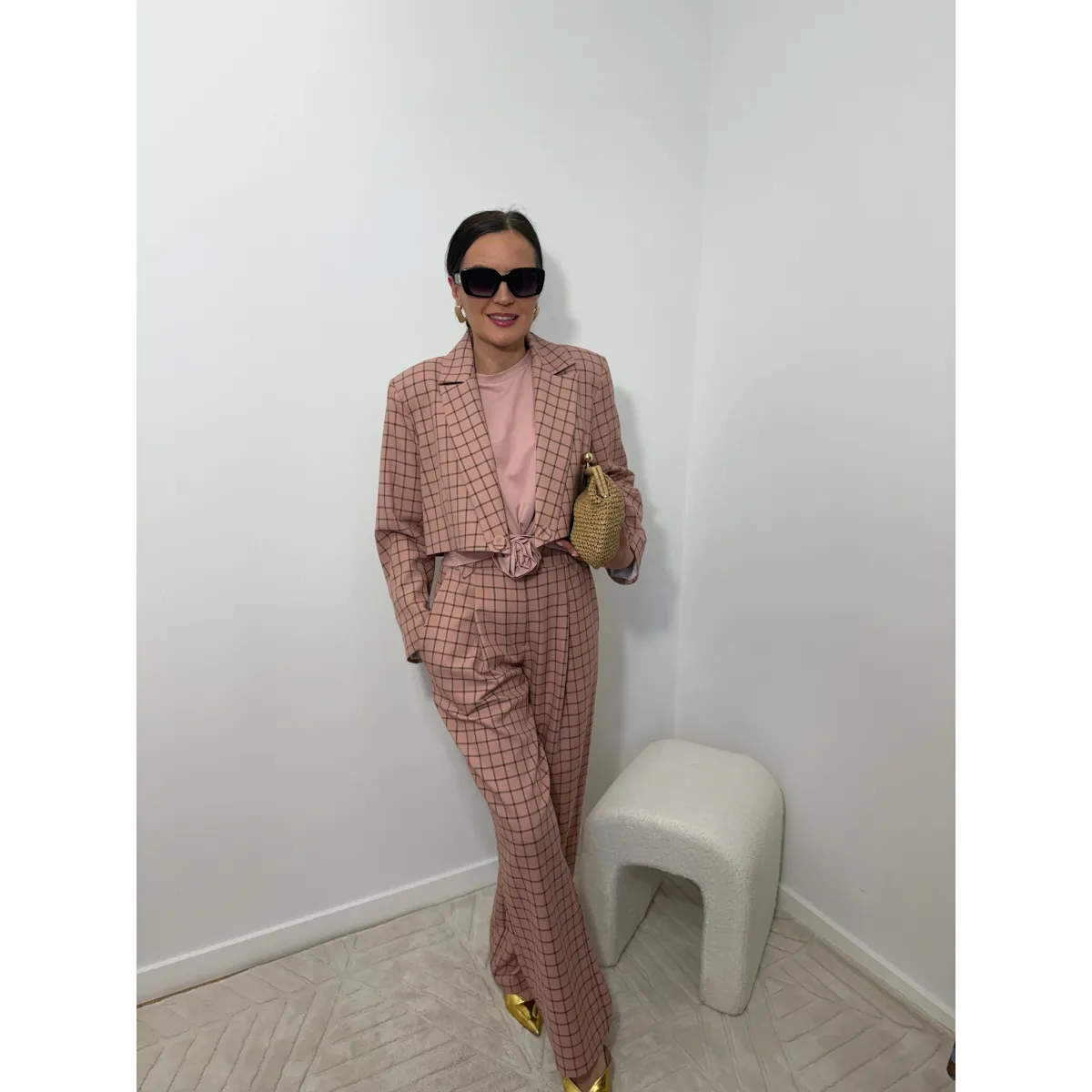 Set w kratkę w odcieniu peperossa