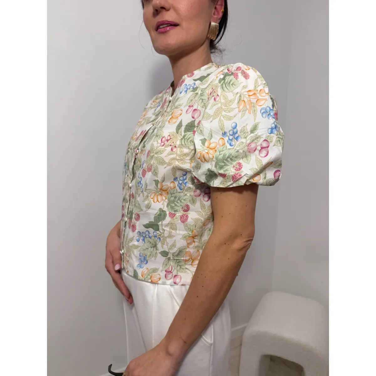 Bawełniana bluzka FIAMMETTA w princie owoców leśnych rozmiar M