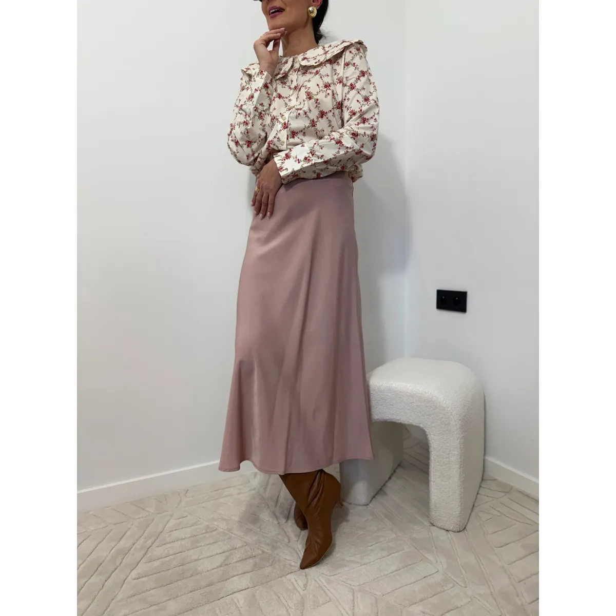 Wiskozowa spódnica PURPURA w odcieniu różu