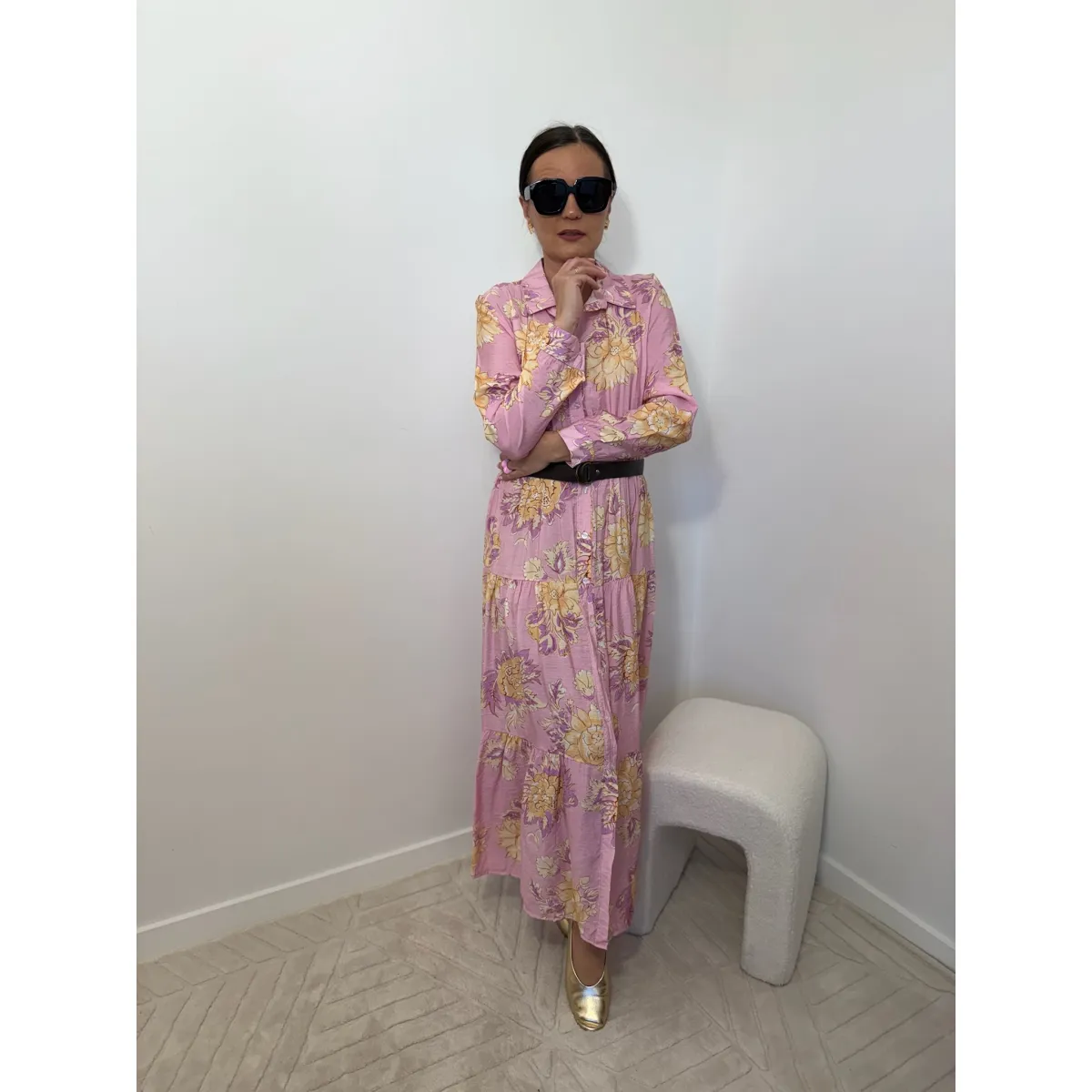 Wiskozowa sukienka GIORDINO w odcieniu różu