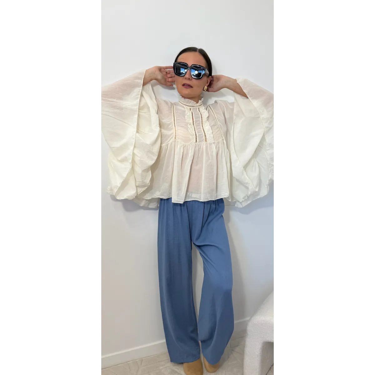 Bawełniana bluzka NADI w odcieniu wanilii