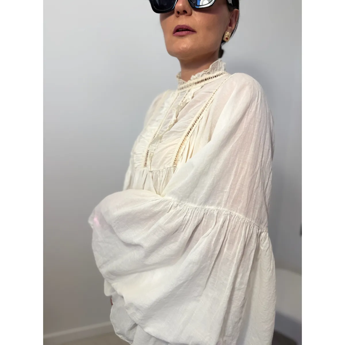 Bawełniana bluzka NADI w odcieniu wanilii