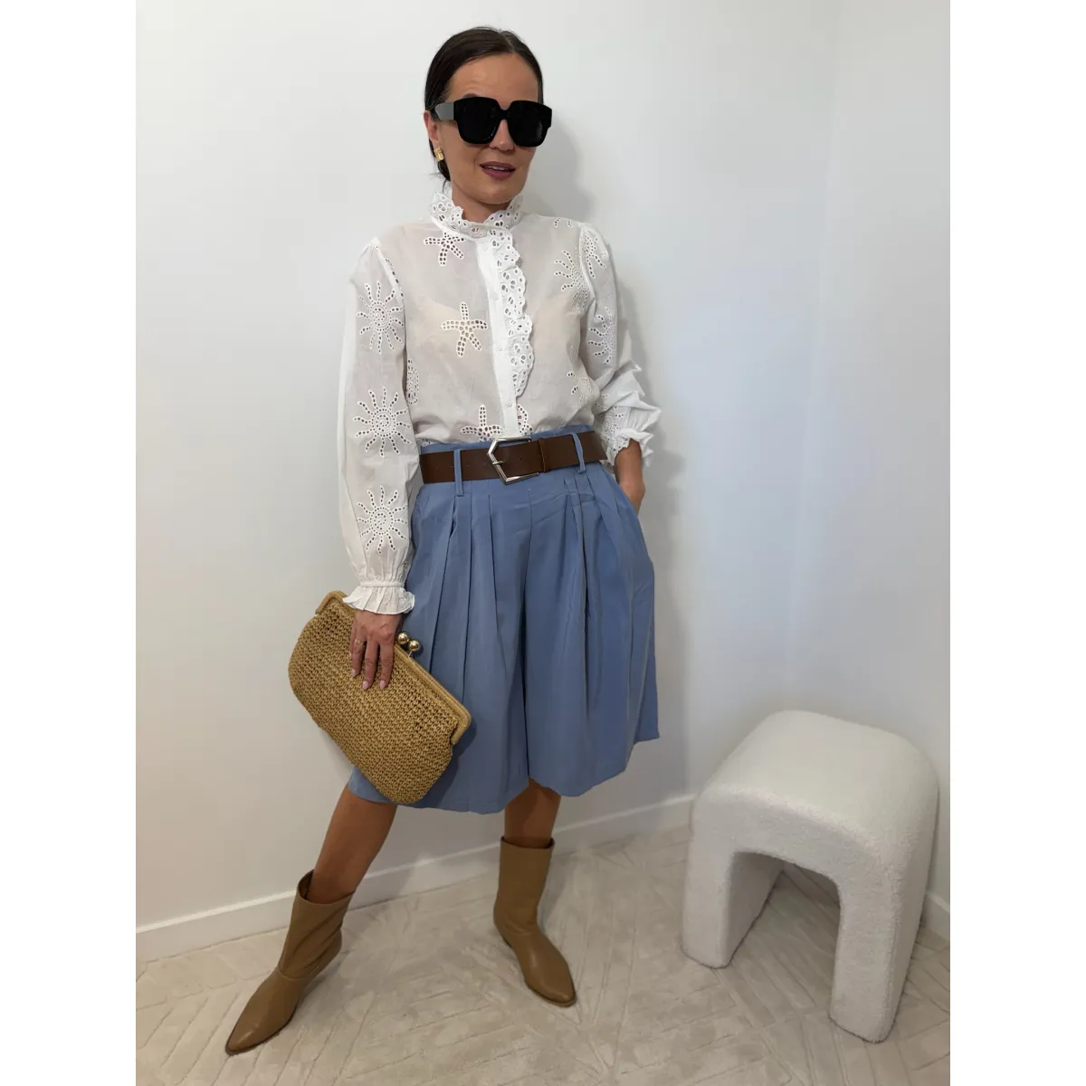 Wiskozowe spodnie DARIA w odcieniu niebieskim