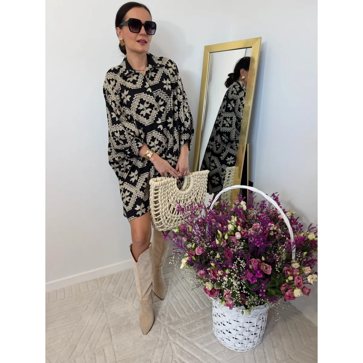 Bawełniana sukienka BOHO w kolorze czerni