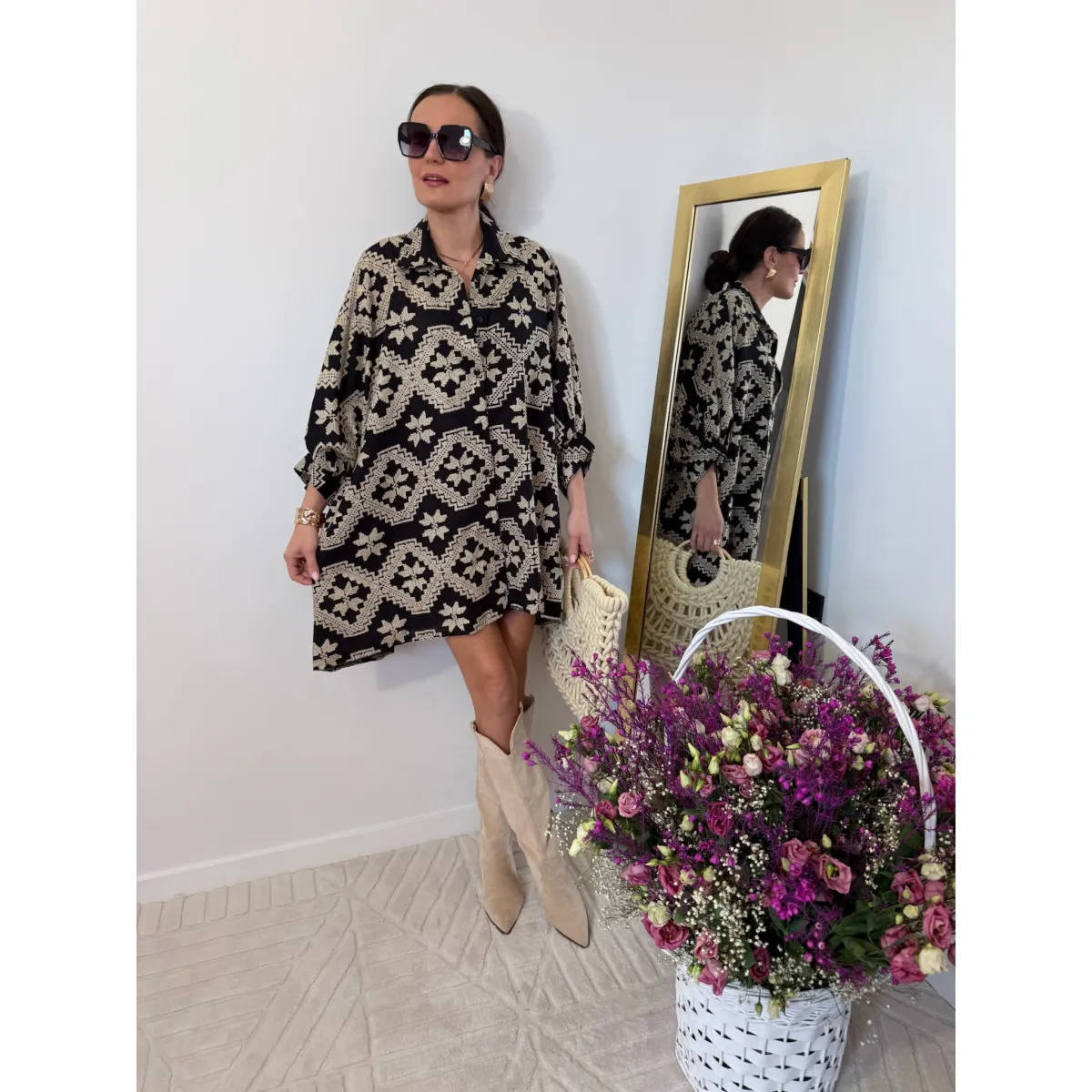 Bawełniana sukienka BOHO w kolorze czerni