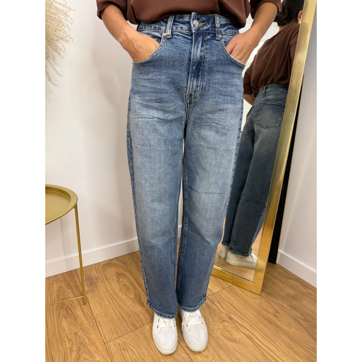 Bawełniane spodnie MISS w odcieniu jeansu