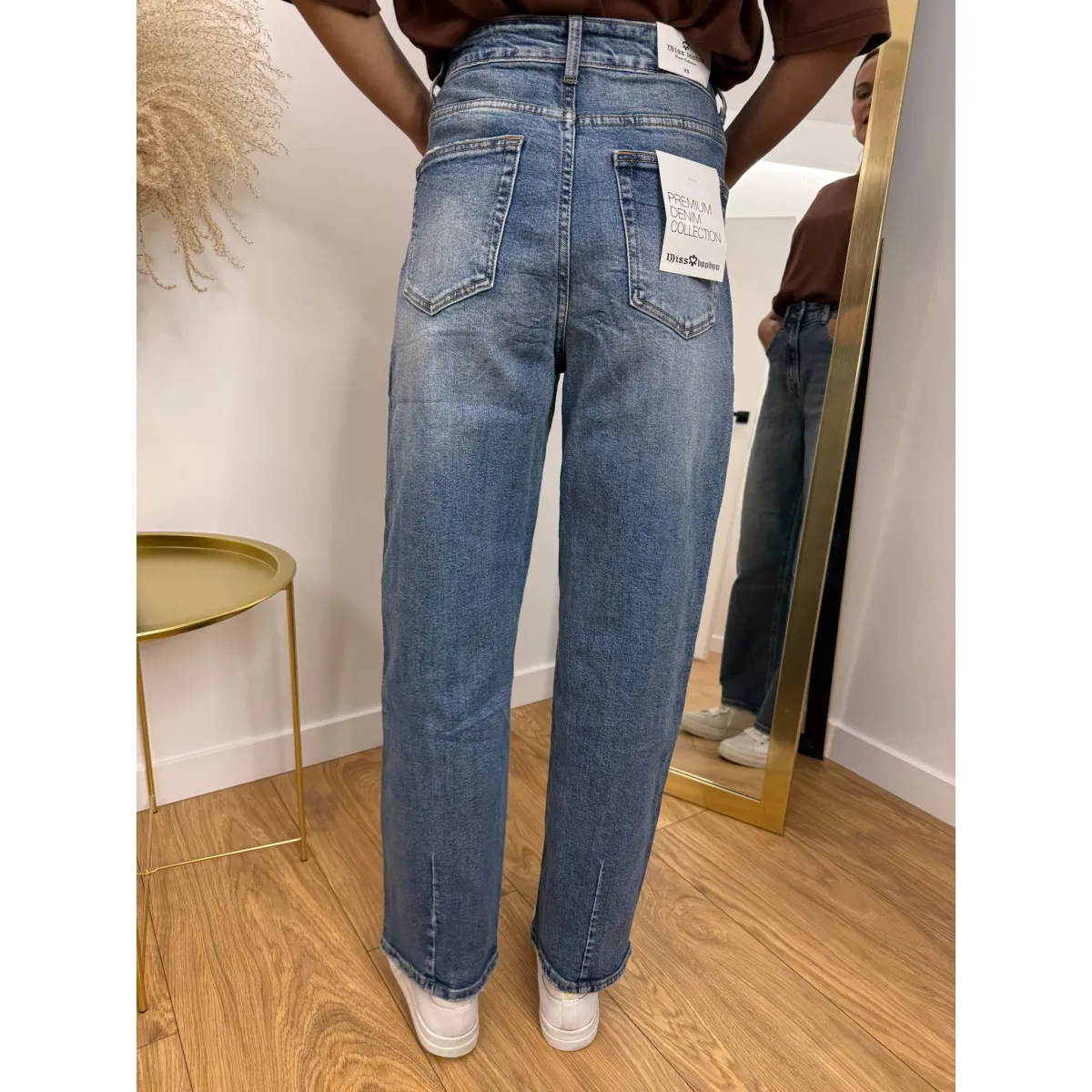 Bawełniane spodnie MISS w odcieniu jeansu