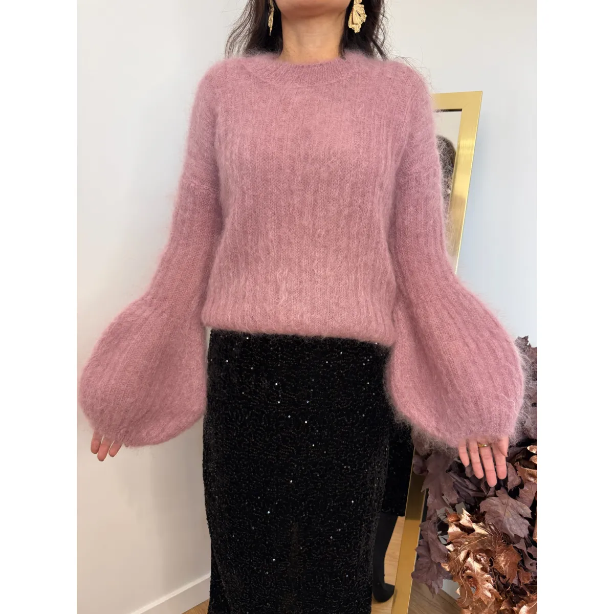 Moherowy sweter LUCE w odcieniu jagody