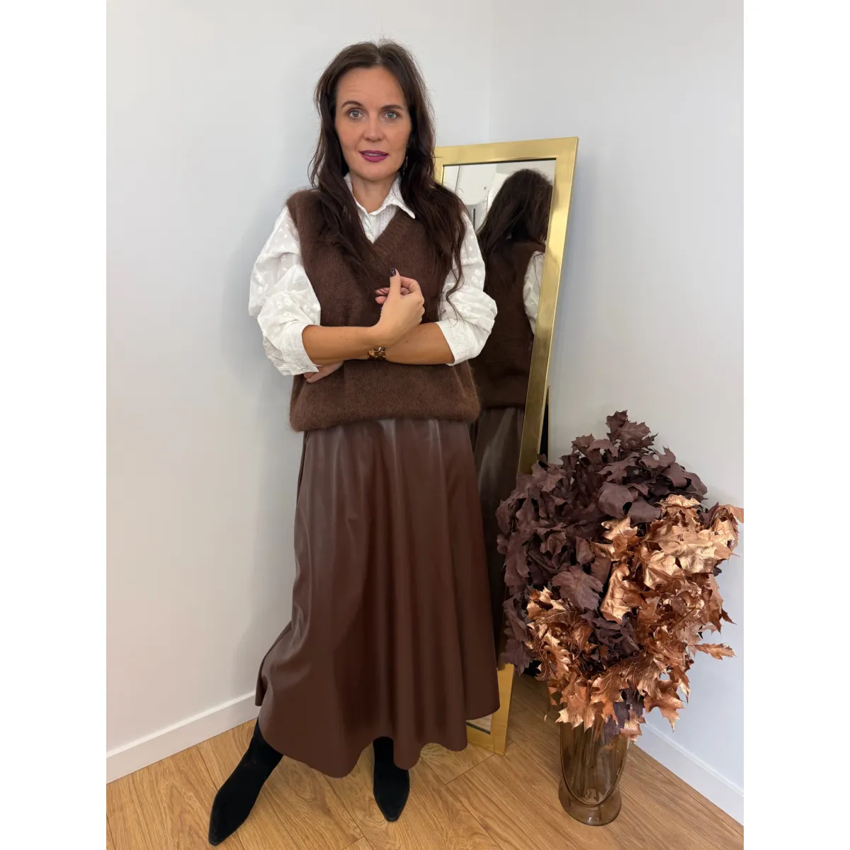 Moherowa kamizelka MAYA w kolorze czekoladowym