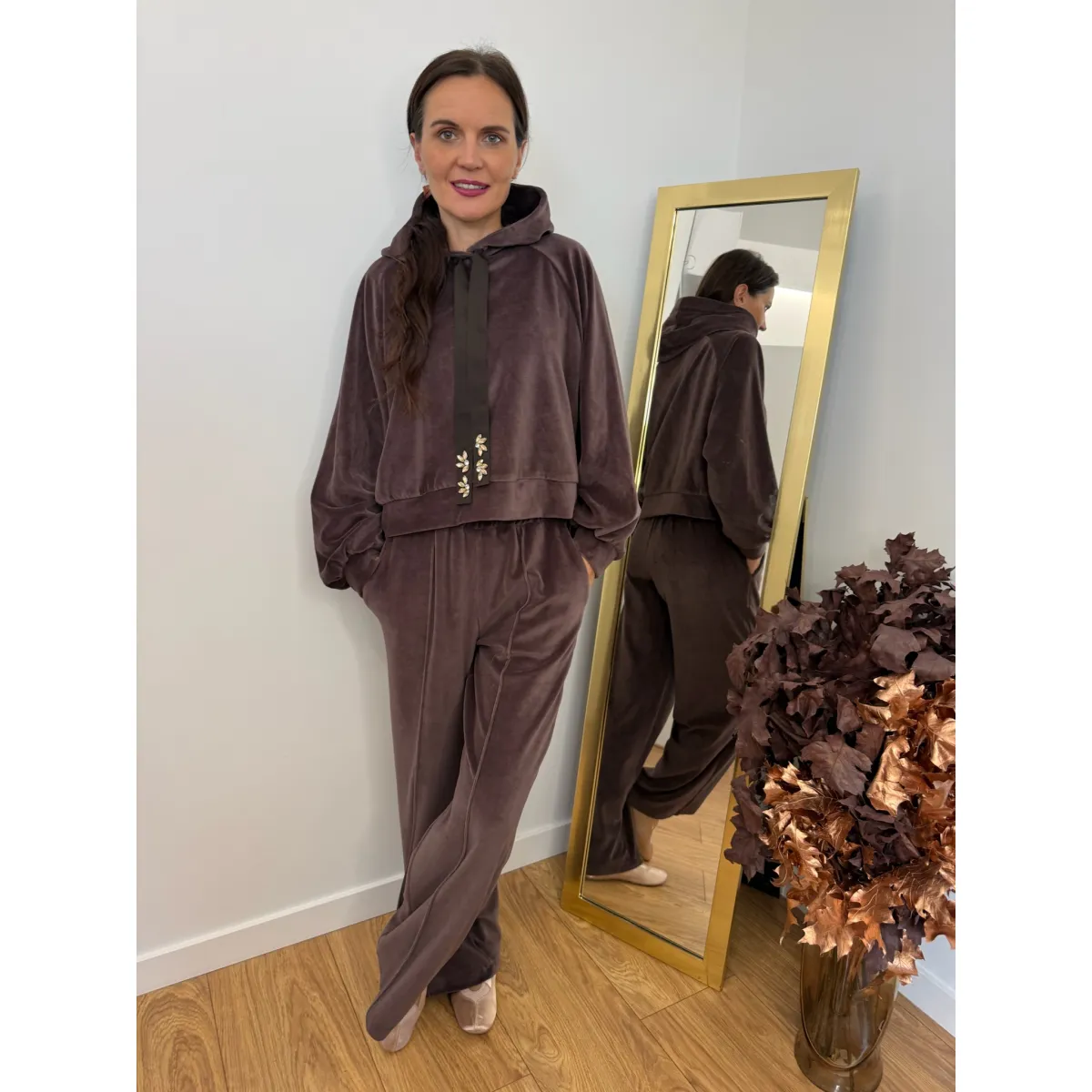 Bawełniany SET MILA w odcieniu czekoladowym