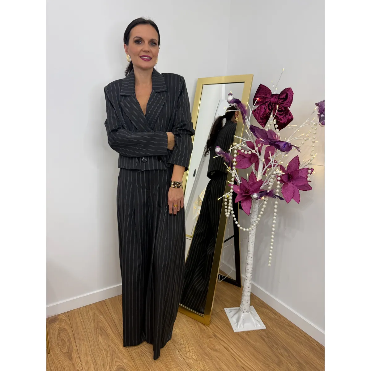 Wiskozowy set GLORIAN w odcieniu antracytowym rozmiar M