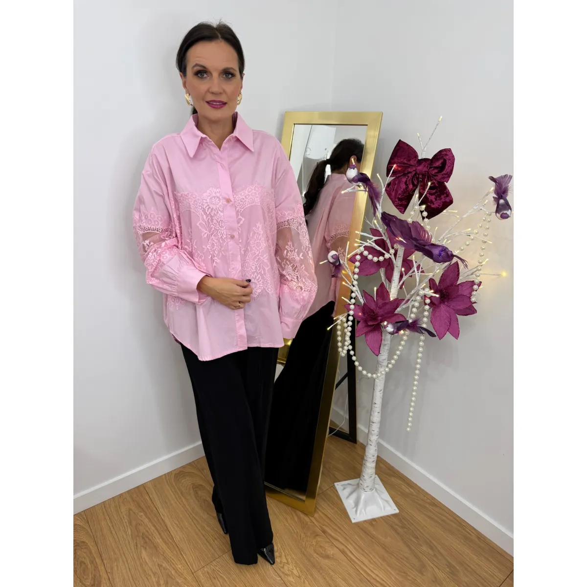 Bawełniana koszula ZETTA w kolorze pudrowego różu