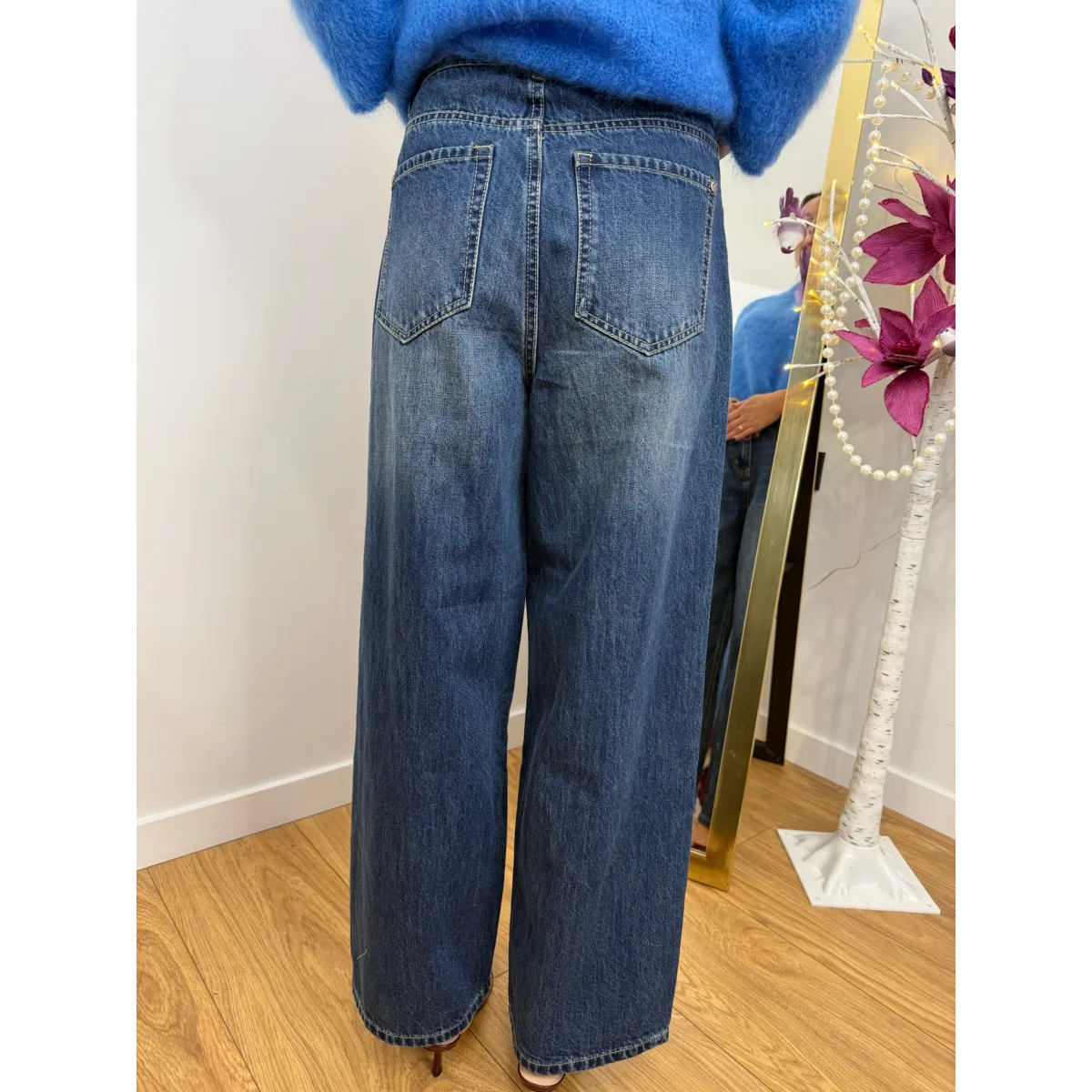 Bawełniane spodnie LORO w kolorze ciemnego granatu