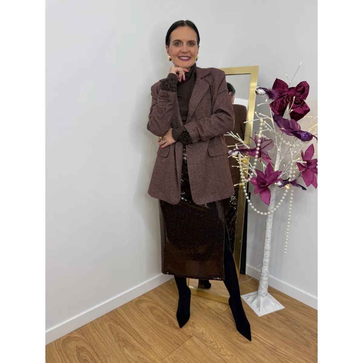 Wiskozową marynarka BRIDGET w kolorze bordo S